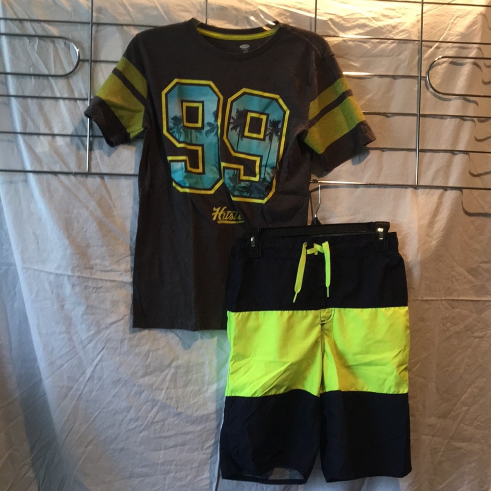 Boy’s swim trunks and T-shirt